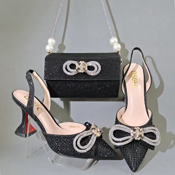 doershow красиви обувки и чанта в комплект за парти италиански обувки с подходяща чанта, нов дизайн на дамски обувки и чанта в комплекта! СГФ1-6