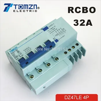 Автоматичен прекъсвач остатъчен ток DZ47LE 4P 32A 400V ~ 50HZ / 60HZ със защита от претоварване работен ток и изтичане на RCBO