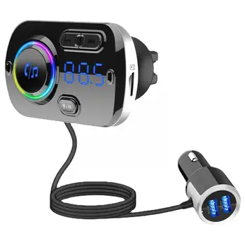 Автомобилен FM-предавател Комплект LCD Дисплей Bluetooth 5,0 Двойно Зарядно Устройство, Хендсфри Плейър Led AUX USB Подсветка MP3 A2I1