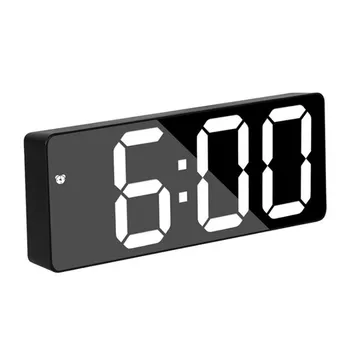 Акрил/огледален digital alarm clock с гласов контрол (работи на батерия) Настолни Часовници Повторение Нощен Режим 12/24 Ч Електронни Led Часовници