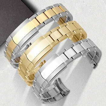 Аксесоари за часовници стомана каишка мъжки 20-21 мм спортен водоустойчив за Rolex луксозна Сгъваема обтегач пълен твърди каишка женски каишка за часовник
