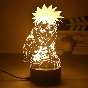 Аниме Наруто Итачи Учиха 3D Led нощна светлина Узумаки Саске Какаши Хатаке Декор За Детска Спалня Нощна Лампа Коледен Подарък