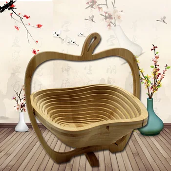 Бамбук кошница за съхранение на плодове Сгъваеми рафтове във формата на животни Разтегателен Сгъваема подарък кошница кухненски принадлежности Декорация на дома