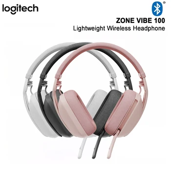 Безжични Bluetooth слушалки Logitech Zone Vibe 100, леки и сгъваеми слушалки с изключване на звука тегло 185 грама