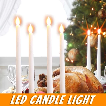 Беспламенные Дистанционни Конични Свещи, Захранван С Батерии Led Лампа С Дълъг Шестия За Коледа Хелоуин Сватба Парти Декор На Масата