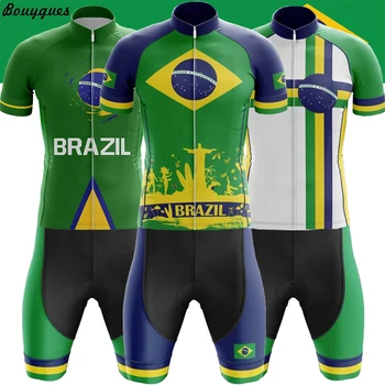 Бразилия Майо Ciclismo Hombre Колоездене Джърси Комплект Дишаща Командване На Състезания За Спортен Мотор Джърси Мъжка Велосипедна Облекло Под Наем Джърси