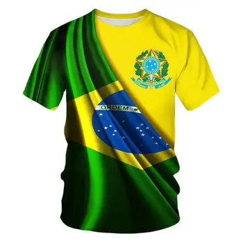 Бразилски Фен На Футболен Отбор Джърси С Кръгло Деколте Ежедневно Тениска С Къс Ръкав Модни Върхове Samba 2022 Летни Мъжки Тениски Оверсайз