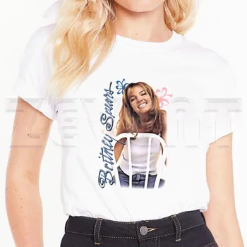 Бритни Спиърс Красива Снимка На Тениска С Къс Ръкав Дамски Потници, Тениски Тениски Летни Ежедневни Дамски