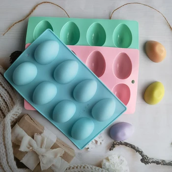 Великден Силиконова Форма На 8 Цветни Яйца Форма За Шоколадова Торта Празнична Украса Инструменти За Печене Ръчно Форма За Сапун