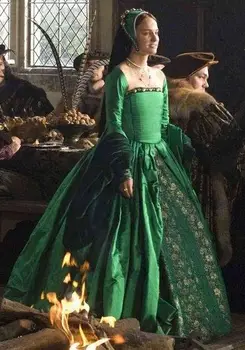 Викторианската Кралица Елизабет Тюдор Период на Тудор рокля cosplay костюм стил на Ан Болейн зелена рокля cosplay костюм