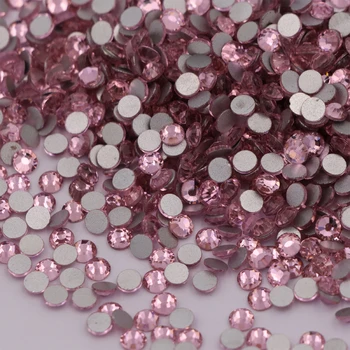 Високо качество на SS3-SS34 Светло розово/Розови Кристали с равна задна част, Кристални камъни за дизайн на ноктите/Лепило за Стразах без поправки