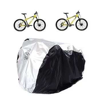 Водоустойчив Калъф за Наем на Двойна 2 Велосипеден Скутер Защита от дъжд и прах UV-Защита за Мотори (Сребристо и черно, M, два Мотора