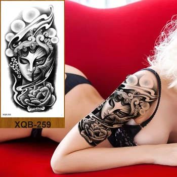 Временни Татуировки Етикети Секси Змия Красотата На Доброто Срещу Злото Femail Воин На Мъже, Жени Момиче Цвете Ръка Тялото На Гърдите Фалшива Татуировка
