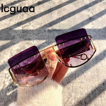 Выдалбливают Извънгабаритни Женски Квадратни Слънчеви Очила 2022 Маркови Дизайнерски Мъжки Слънчеви Очила В Голяма Рамка Oculos De Sol Feminino Слънчеви Очила