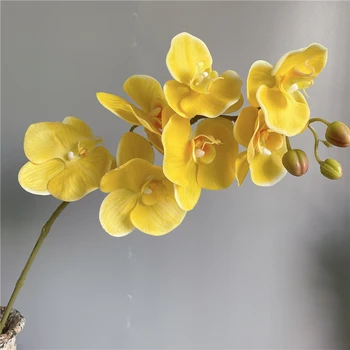 Голяма истинска сетивна орхидея, клон фалшиви цветя латекс Изкуствени Цветя, Сватбени Декорации за дома флорес бели орхидеи