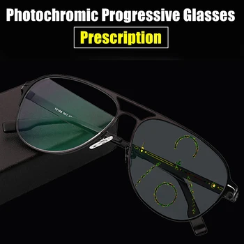 Готови Мультифокальные Очила За Четене Мъжки Прогресивно Фотохромичните Очила За Далекогледство В Черна Метална Рамка, Метални Ультралегкие Gafas