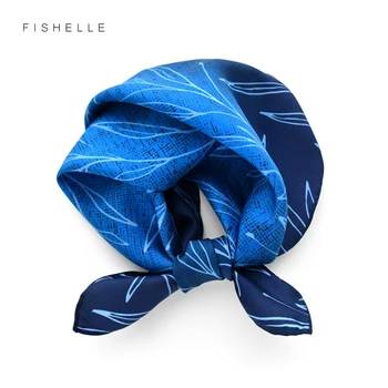 Градиентный синьо от 100% естествена коприна дамски шалове от естествена коприна саржевый малък квадратен 50 см на шийката на тънък шал. → женски demisezonnyj