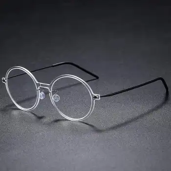 Датската Марка Рамки За Очила Мъжки Малки Женски Gafas Титанови Точки На Оригинално Качество 6523 Ретро Кръгли Очила Очила