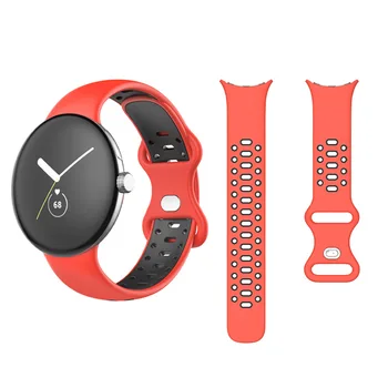 Двойна цветен Каишка За Google Pixel Watch Спортен мек силиконов ремък за Pixel Watch Smartwatch Гривна Каишка За Часовник Аксесоари