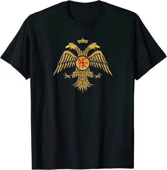 Двуглавият Византийският Орел Мъжка Тениска С Къс Ръкав Ежедневни Памучен Лято На Мъжко Облекло, С Кръгло Деколте