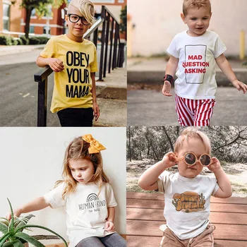 Детска Тениска с Къс Ръкав и писмото Принтом Тениска За момчета, Тениски Принцеси за момичета, Летни Бебешки Ежедневни Блузи, Дрехи за малките Момичета
