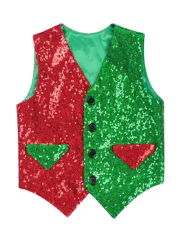 Детска жилетка за джаз танци за момчета, Коледен Елегантен Жилетка с пайети, модерен костюм за изяви на Сцената, танцови Жилетки с пайети в стил хип-хоп, Палто