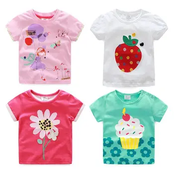 Детски дрехи 2023, Лятно Ново Записване, Най за деца, базова риза от 100% памук, тениски с къс ръкав за момичета