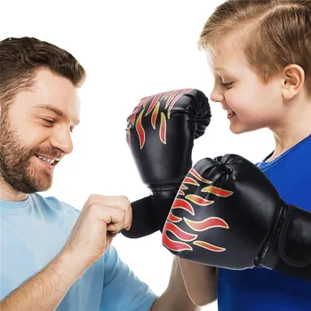 Деца Детски Боксови Ръкавици Кожени Ръкавици За Кикбоксинга Защитни Ръкавици Дишащи Огнен Окото Тина Боксови Спортни Ръкавици