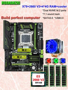 Доставка на оборудване за PC HUANANZHI X79 Супер дънна Платка с 2 * M. 2 Слот за SSD Xeon ПРОЦЕСОРА E5 2660 V2 6 Тръби за охладител на Процесора 16G RAM ECC REG