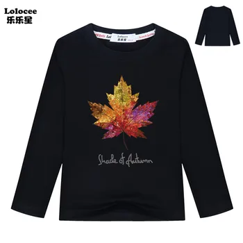 Есенна риза с дълги ръкави в стил Кленов Листа За Деца, а Сезонът на Есенните Листа, Подарък Тениска за Момчета и Момичета