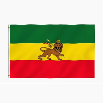 ЗНАМЕНА Флаг Етиопия с Лъв Знамена Эфиопского Лъва на Юда