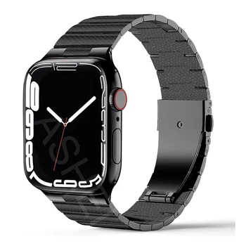 За Apple Watch 7 45 мм 41 мм и каишка от леки Въглеродни влакна каишка за iwatch se 6 5 4 44 мм 40 мм 42 мм 38 мм Закопчалка гривна от неръждаема стомана