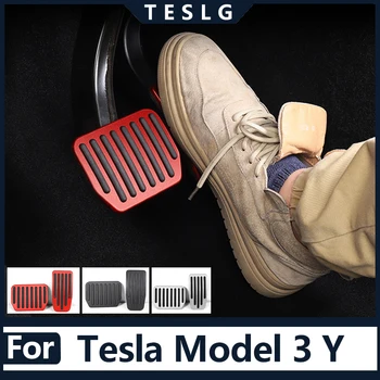 За Tesla, Модел 3 Y Вземе Подножието На Педала От Алуминиева Сплав, Декоративна Нескользящая На Кутията, Газта, Спирачките, Подложка, Аксесоари За Промяна На Интериора