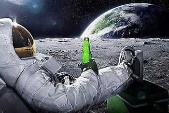 Забавен Астронавт На Луната На Земята Космически Бира Плакат Метална Лидице Знак