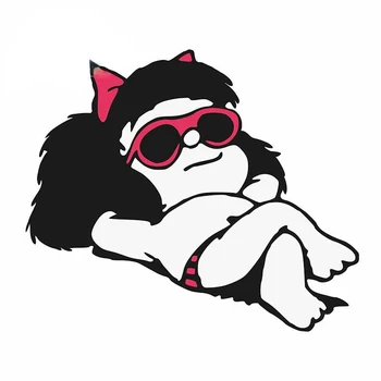 Забавни Стикери За кола Mafalda Summer Girl, Етикети В Прозореца на Лаптоп, Стикери за Кемпера, Водоустойчив Слънцезащитен Крем, Устойчив на надраскване, Винил Авто Обвивка 13*11 cm