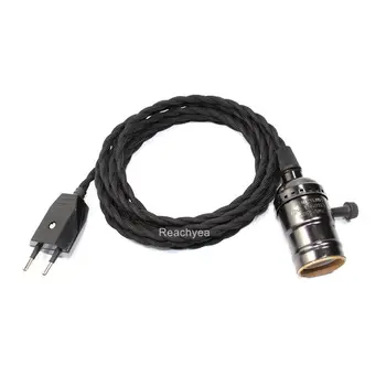Захранващ кабел с европейската вилица и Винтажным Притежател на Лампи с Ръчно Включване 2 Мертера Витого Кабел