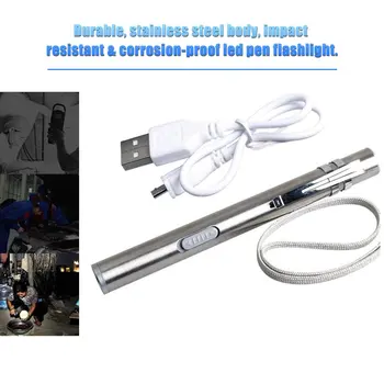 Здрав Енергоспестяващ Удобен Преносим USB-фенерче във формата на Писалка, Акумулаторна Мини-фенерче, Ярък led Фенерче С клипс От неръждаема Стомана