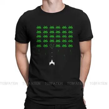 Извънземните Космически Нашественици, Стрелба с Видеоигри Тениска Топ Памук Големи Crewneck Мъжки Градинска Графична Мъжка тениска