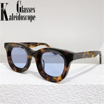 Изпъкнали Кръгли Слънчеви Очила за Жени, Модни Маркови Дизайнерски Малки Слънчеви Очила, Мъжки Реколта Хип-Хоп Жълто-Сини Очила, Дамски UV 400