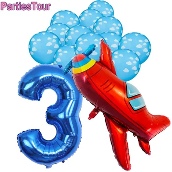 Изтребител Балон Момче Самолет Рожден Ден Украса Самолет Облак Балон, Самолет, Балон за Летец Тематичен 3-ти Рожден Ден
