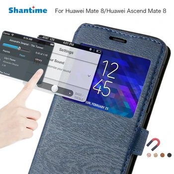 Калъф За телефон от Изкуствена кожа За Huawei Mate 8, Флип калъф Huawei Ascend Mate 8, Калъф-книжка с Прозорец, Мека Силиконова Делото от TPU
