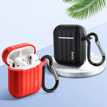 Калъф за слушалки HOCO за Apple Airpods, Мек силиконов Калъф, цветни ултра тънък Протектор за Air шушулките, Калъф + подарък, Защита от загуба на въже