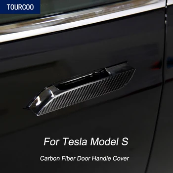 Капачка на Дръжката на Вратата от Въглеродни Влакна, Защитни Стикери за Tesla Model S, Аксесоари за Изменение Стайлинг Автомобили