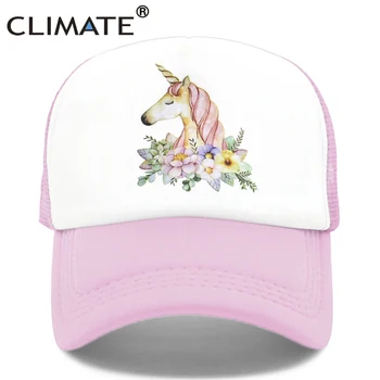 Климатът Еднорог капачка за момичета Еднорог, покриване на шофьор на камион шапката на хип-хоп шапки Розови рози цветни окото бейзболна шапка Шапка за жени, Момичета