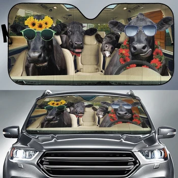 Колата е Забавен 3D Крави Животно Водачът Отпечатва Автомобил сенника на Предното Стъкло Сладки автоаксесоари сенника на Предното Стъкло на превозното средство Здрав
