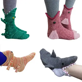 Коледни Чорапи Акула Риба Хамелеон Крокодил Терлици Скъпа Новост Унисекс Зимни Чорапи За Мъже И Жени Коледен Подарък