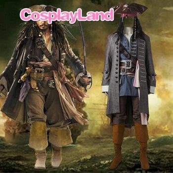 Костюм на Капитан Джак Спароу от Карибски Пирати Cosplay Немъртвите Не Разказват Приказки Костюм Отмъщение Салазара на Хелоуин За Възрастни Мъже