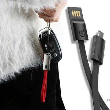 Кратък Мини Ключодържател-USB Кабел за Бързо Зареждане на Тел USB Micro C Тип C За iPhone, iPod и Android Зарядно Устройство за Синхронизация на Данни, Зарядни устройства, Кабели Кабел
