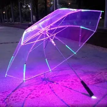 Креативна Цветна Светкавица Led Подсветка Ветрозащитный Чадър От Слънце И Дъжд За Защита От Нощта