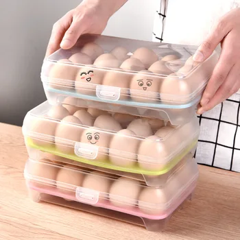 Кутия За Съхранение на Яйца с 15 Клетките Кутия За Яйца ПП Калъфи За Хладилници Отделение Контейнер За Съхранение на Яйца Храната е По-Свеж